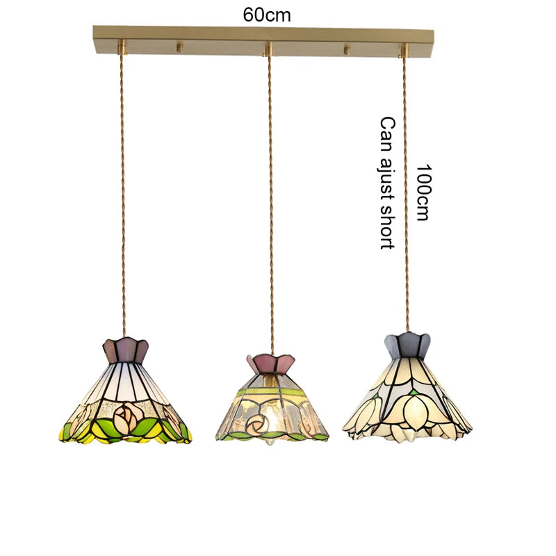 Camille Retro Buntglas-Pendelleuchte E27
