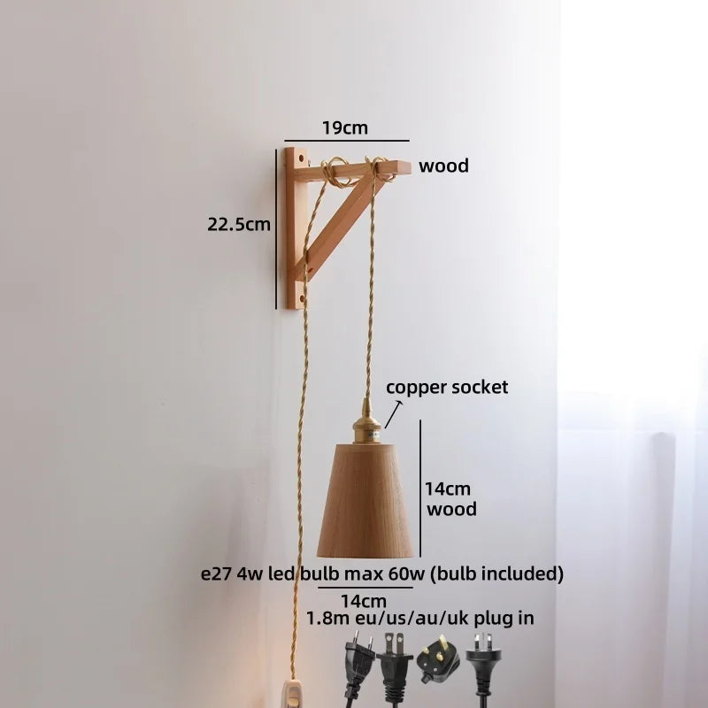 Élodie Nordische Keramik Holz LED Wandleuchte E27 Stecker