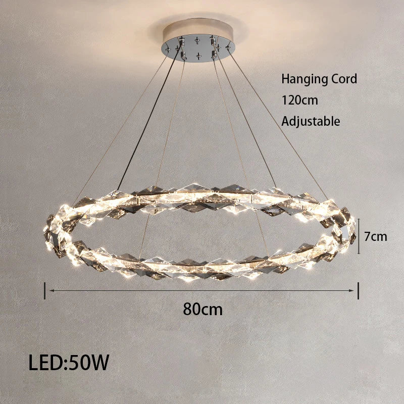 Élodie 2025 Moderner Ring Kristall LED Dimmbare Deckenleuchte Silber Dekor Lampe