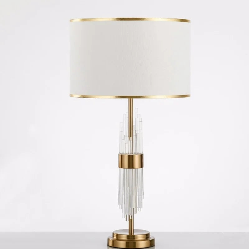 Juliette Crystal Rod Glass Table Lamp E27 White Cloth LED