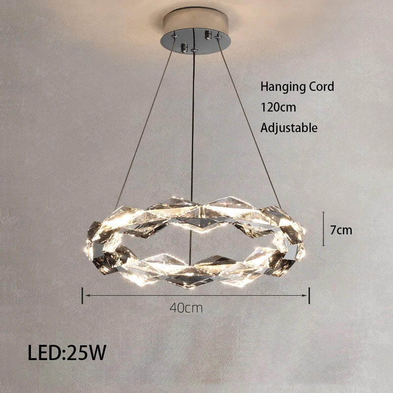 Élodie 2025 Moderner Ring Kristall LED Dimmbare Deckenleuchte Silber Dekor Lampe