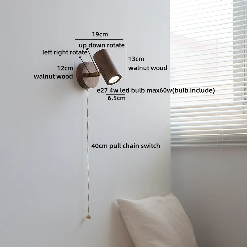Camille Gold Copper Walnut LED Wall Lamp Japan Style