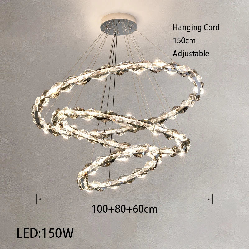 Élodie 2025 Moderner Ring Kristall LED Dimmbare Deckenleuchte Silber Dekor Lampe
