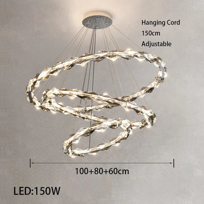 Élodie 2025 Moderner Ring Kristall LED Dimmbare Deckenleuchte Silber Dekor Lampe