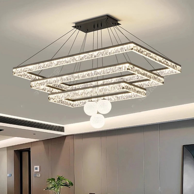 Modern LED Linear Pendant Chandelier – Minimalist Acrylic Ceiling Light for Living Room