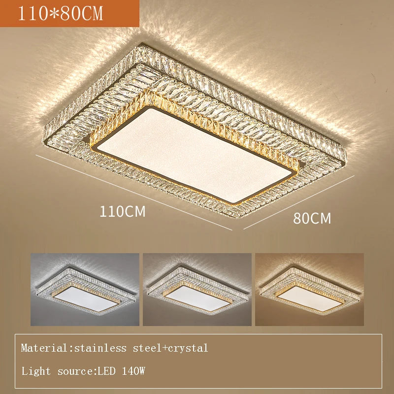 Isabella Luxury Gold Crystal LED Ceiling Light with Remote