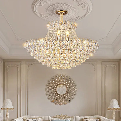 Luxury Round Golden Crystal Chandelier for Living Room & Bedroom