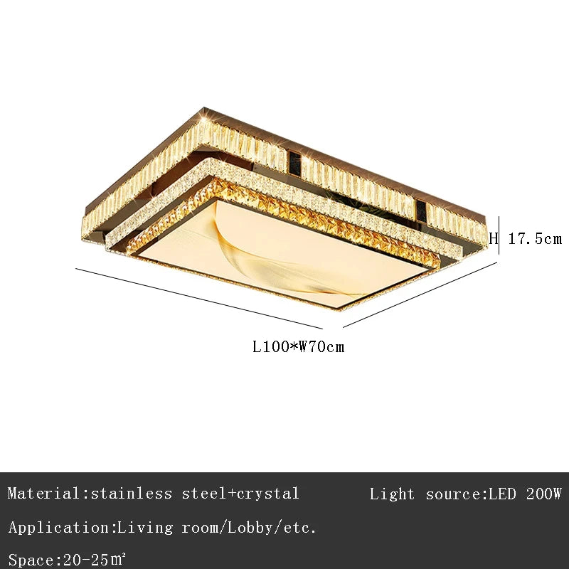 Celestia Gold Kristall Deckenleuchte mit bündigem LED