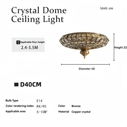 Élise Vintage Crystal Copper Ceiling Light Gold 5-Light