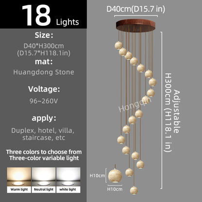 Élise Luxury Stone Staircase Pendant Chandelier