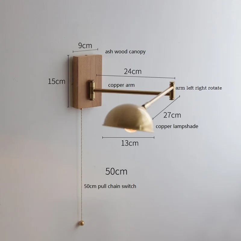 Colette Wood & Copper Adjustable Wall Light