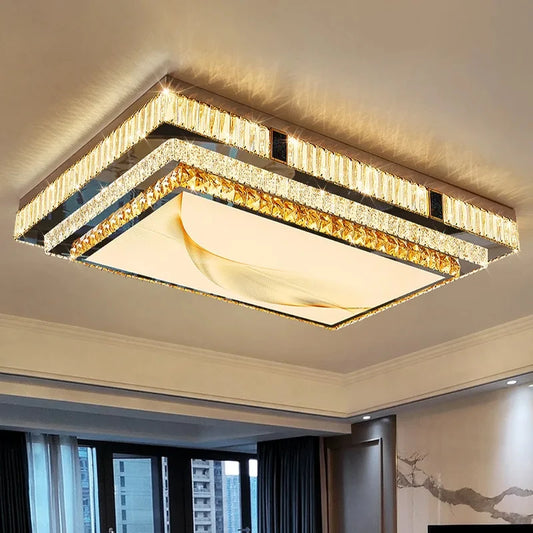 Celestia Gold Kristall Deckenleuchte mit bündigem LED