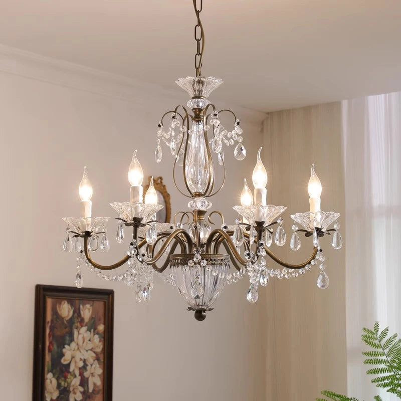 Camille French Crystal Candle Flush Mount Luxury Chandelier