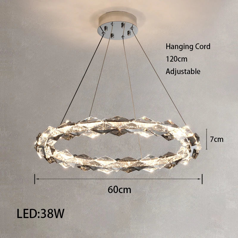 Élodie 2025 Moderner Ring Kristall LED Dimmbare Deckenleuchte Silber Dekor Lampe
