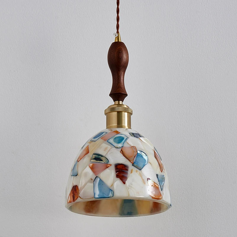 Camille Mittelalterliche Glas-Walnuss-Pendelleuchte Schlafzimmer-Kronleuchter