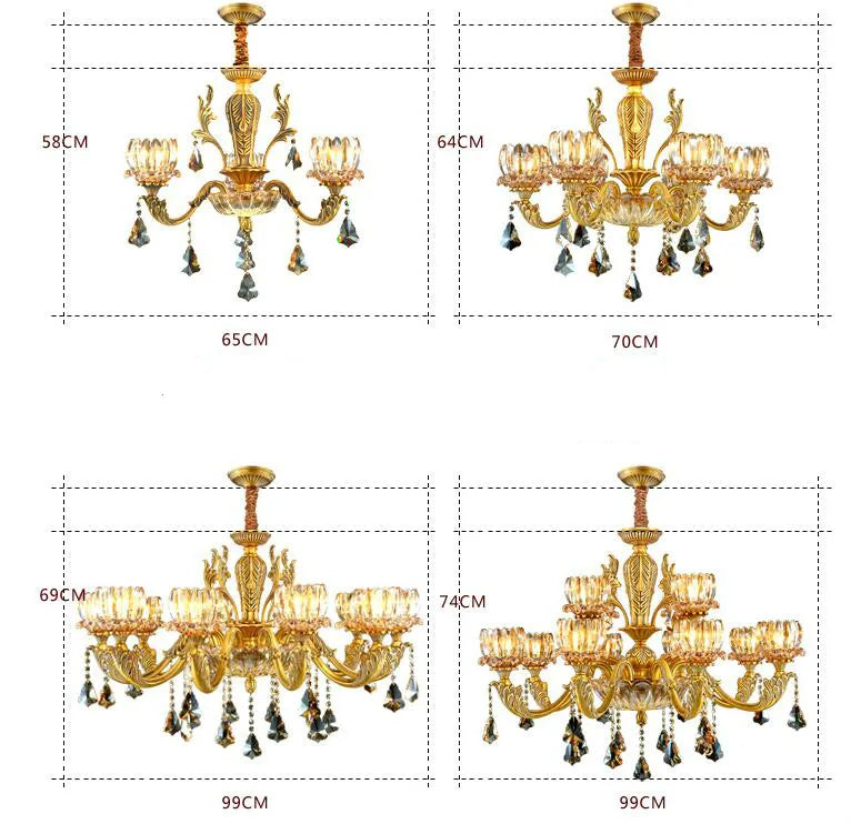 Sophie European Brass Crystal Antique Chandelier Pendant Light