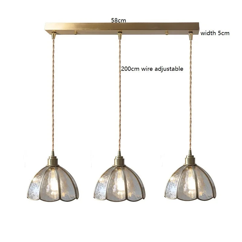 Camille Copper Glass Pendant Light Vintage Style