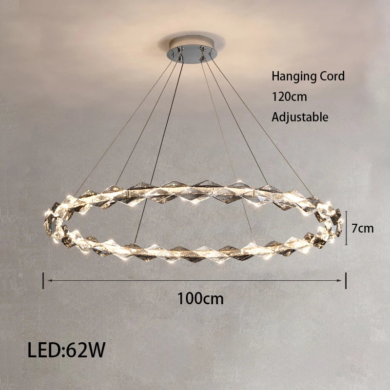 Élodie 2025 Moderner Ring Kristall LED Dimmbare Deckenleuchte Silber Dekor Lampe