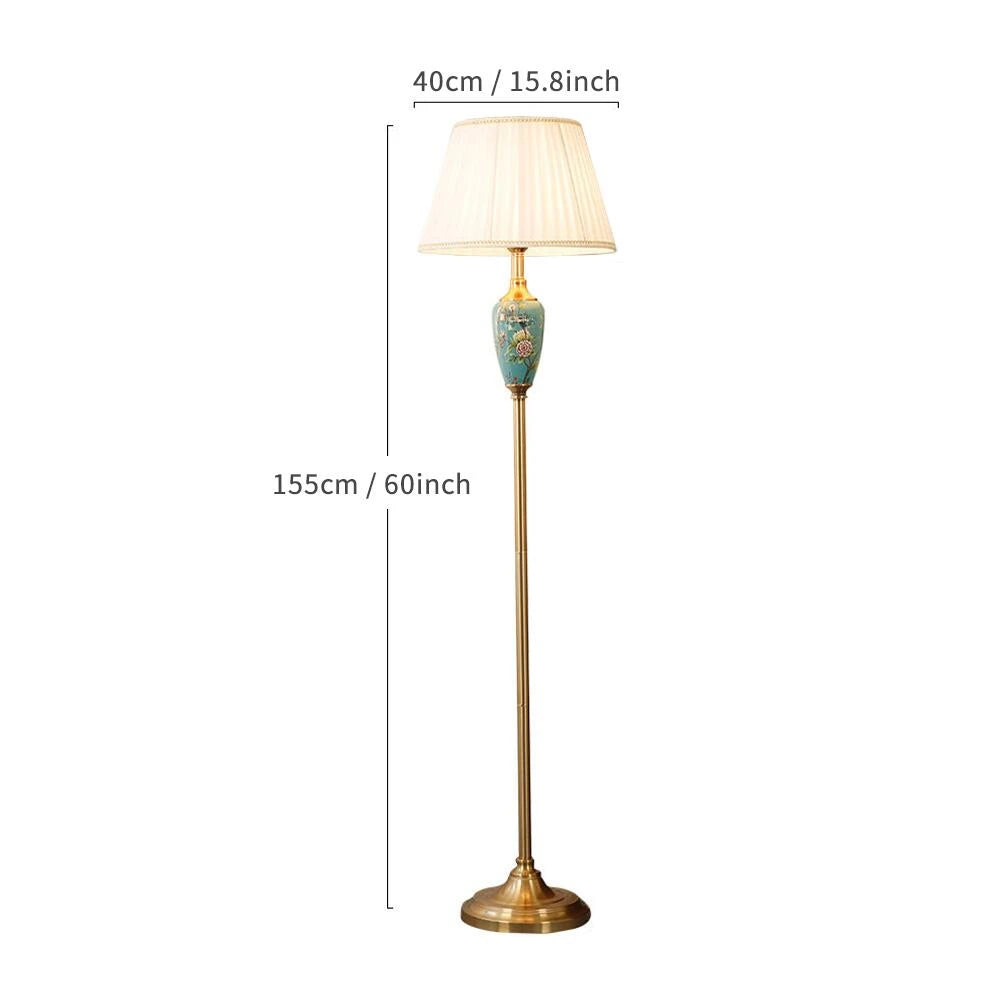 Élise Keramik Retro LED-Stehleuchte Stoffschirm Wohnzimmer