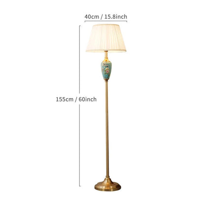 Élise Keramik Retro LED-Stehleuchte Stoffschirm Wohnzimmer