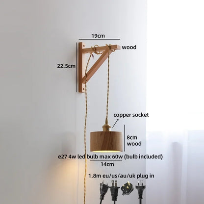 Élodie Nordische Keramik Holz LED Wandleuchte E27 Stecker