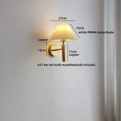Amélie White Umbrella Copper LED Wall Lamp Japan Style