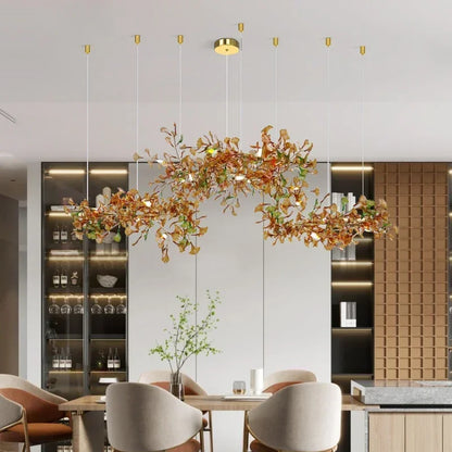 Luxuriöser Ginkgoblatt-Glas-Ast-Kronleuchter