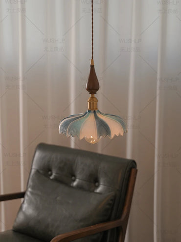 Elise Retro Glas Blütenblatt Nachttisch-Pendelleuchte Kronleuchter