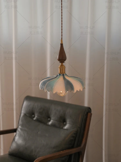 Elise Retro Glass Petal Bedside Pendant Light Chandelier