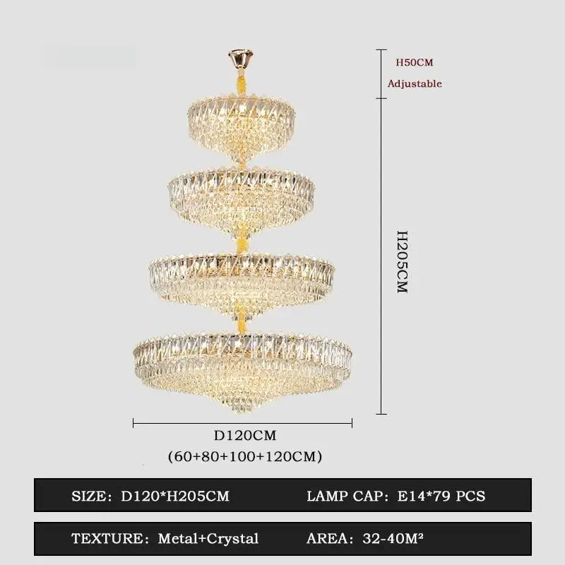 Camille französischer Luxus-Kronleuchter mit langen Kristallen, goldene LED, großartige Lobby-Leuchte
