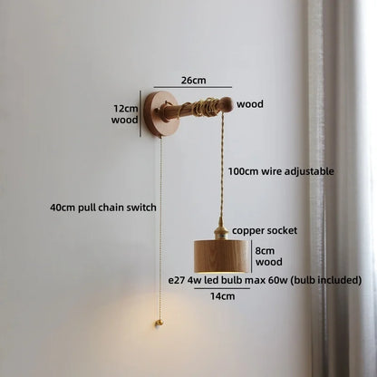 Élodie Nordische Keramik Holz LED Wandleuchte E27 Stecker