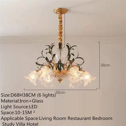 Évelyne Floral Glass Chandelier for Luxury Dining & Lobby Spaces