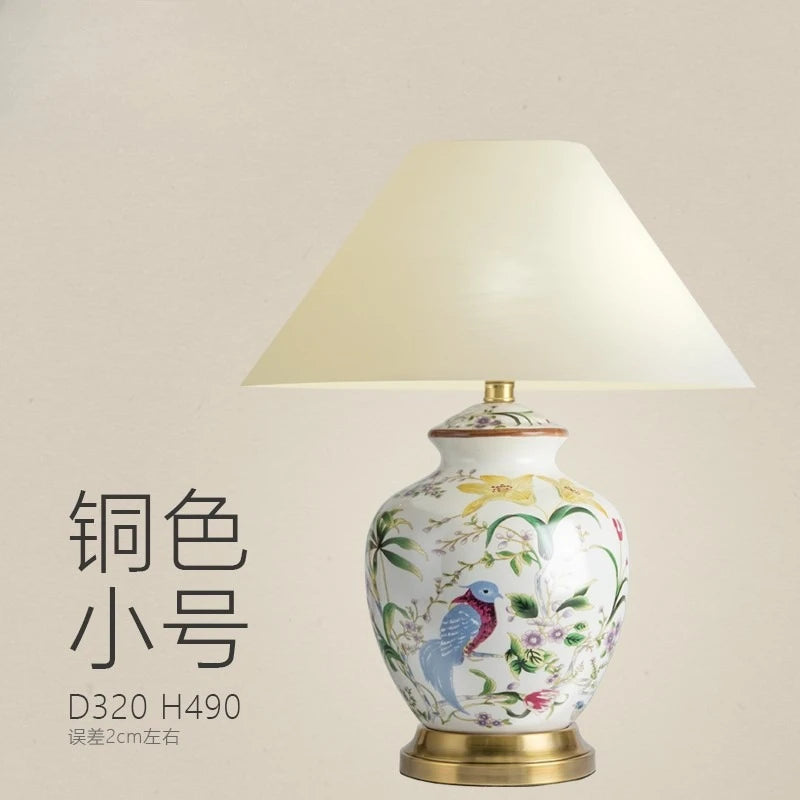Blumen- und Vogel-Keramik-LED-Stehlampe für Schlafzimmer und Wohnzimmer