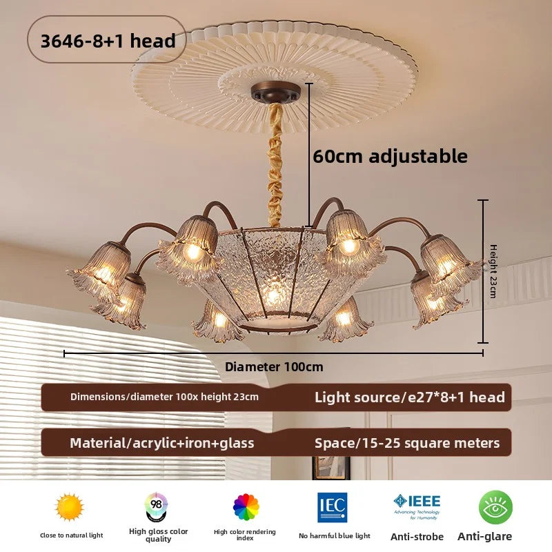 Vintage Blumen Glas LED Pendelleuchter