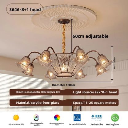 Vintage Blumen Glas LED Pendelleuchter