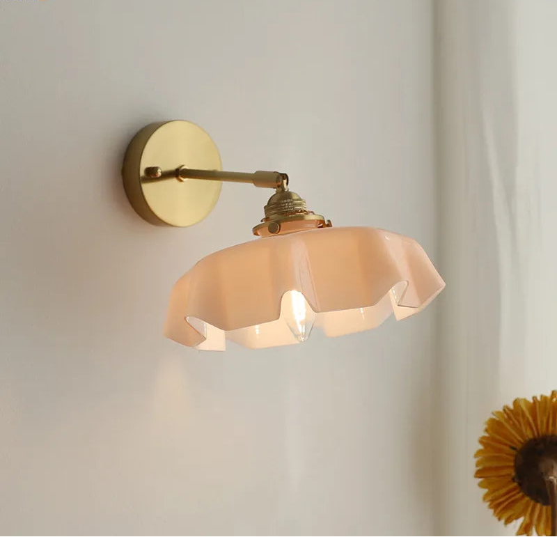 Élise Pink Glass Copper Wall Light