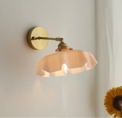 Élise Pink Glass Copper Wall Light