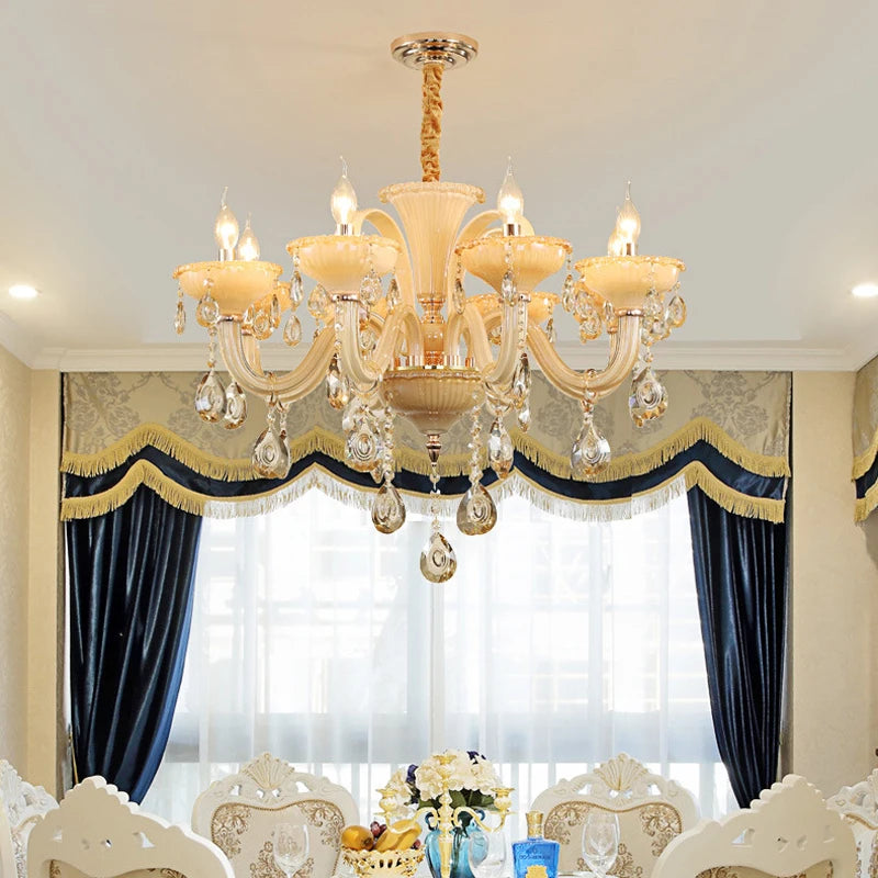 Französisch Luxus Heimdekoration Zimmer Champagner Weiß Kronleuchter Europäische Villa Hotel Halle Restaurant E14 Kristall Hängelampen