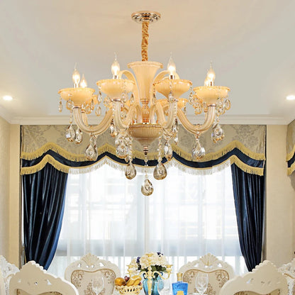 Französisch Luxus Heimdekoration Zimmer Champagner Weiß Kronleuchter Europäische Villa Hotel Halle Restaurant E14 Kristall Hängelampen