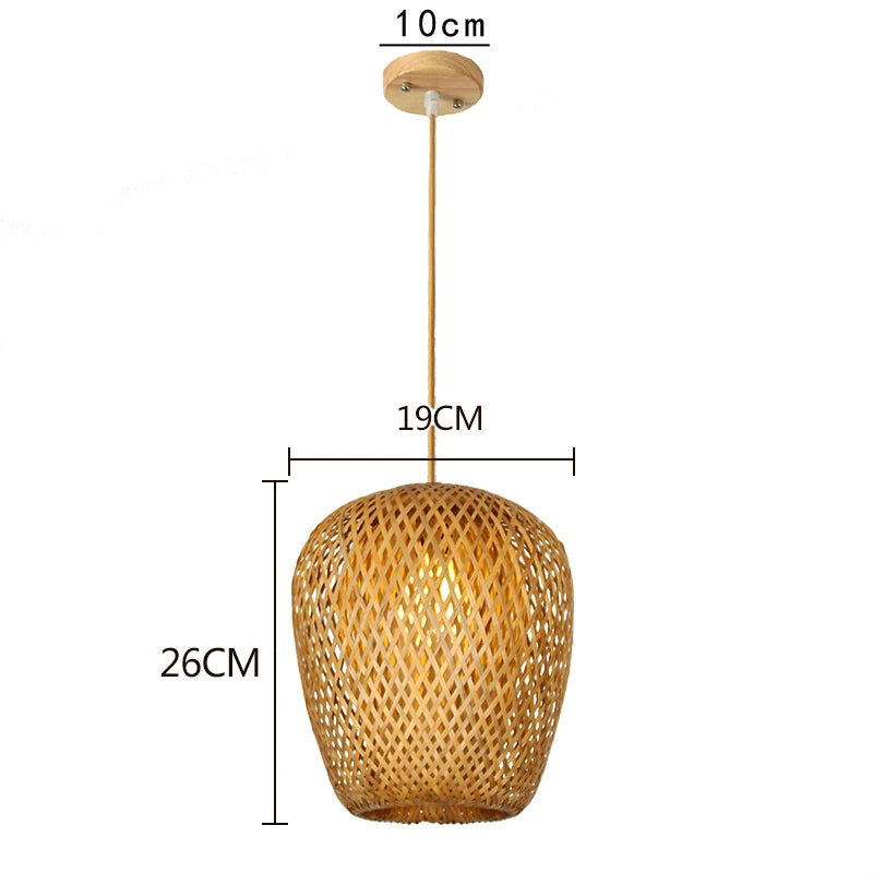 Élise Bambus handgestrickte Pendelleuchte E27 Japanischer Stil Lampe
