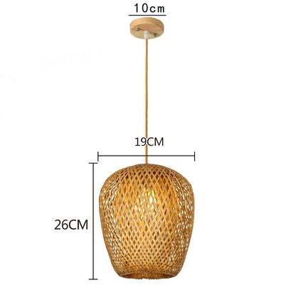 Élise Bambus handgestrickte Pendelleuchte E27 Japanischer Stil Lampe