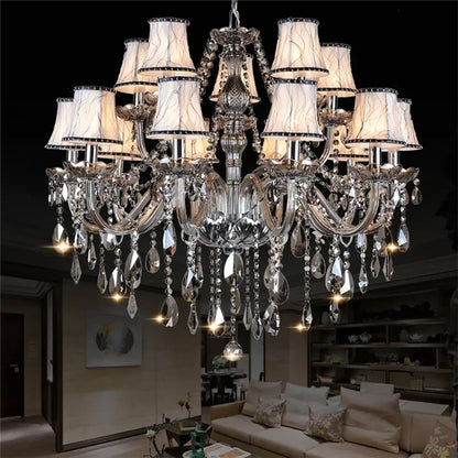 ELARA Europäische Luxus Kristall Pendelleuchte Rauchgrau Wohnzimmer Restaurant Schlafzimmer Villa Hotel Western Restaurant Kronleuchter
