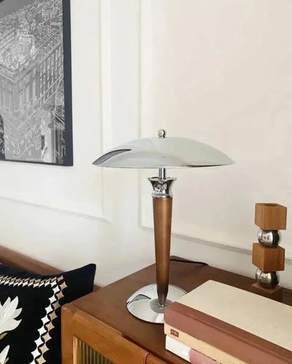 Noémie Schreibtischlampe aus Holz und Chrom