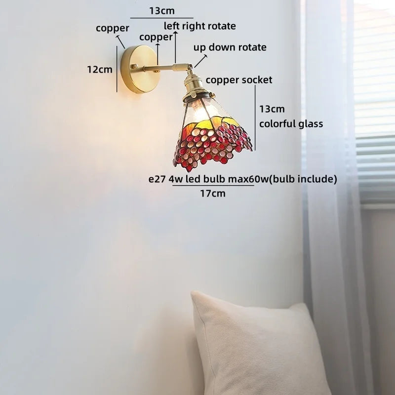 Isabelle Vintage Blue Glass Copper LED Wall Sconce