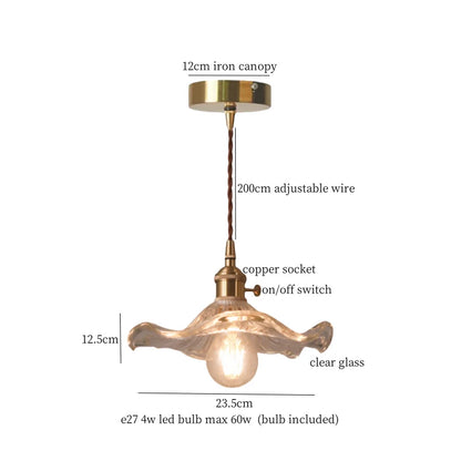 Élise Vintage Cracked Glass Copper LED Pendant Lamp Loft Style
