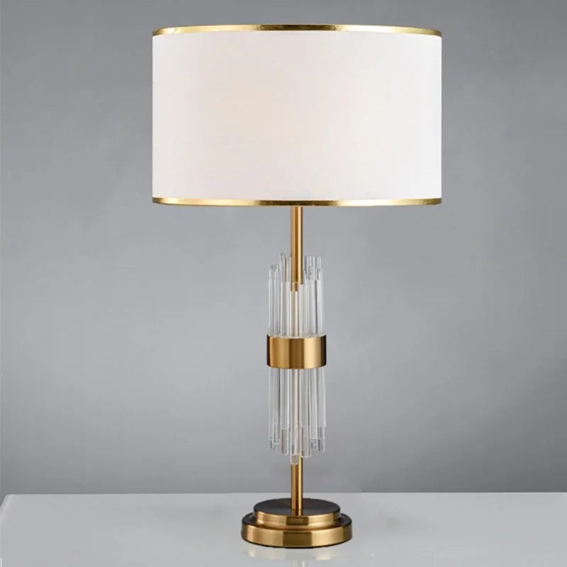 Juliette Crystal Rod Glass Table Lamp E27 White Cloth LED