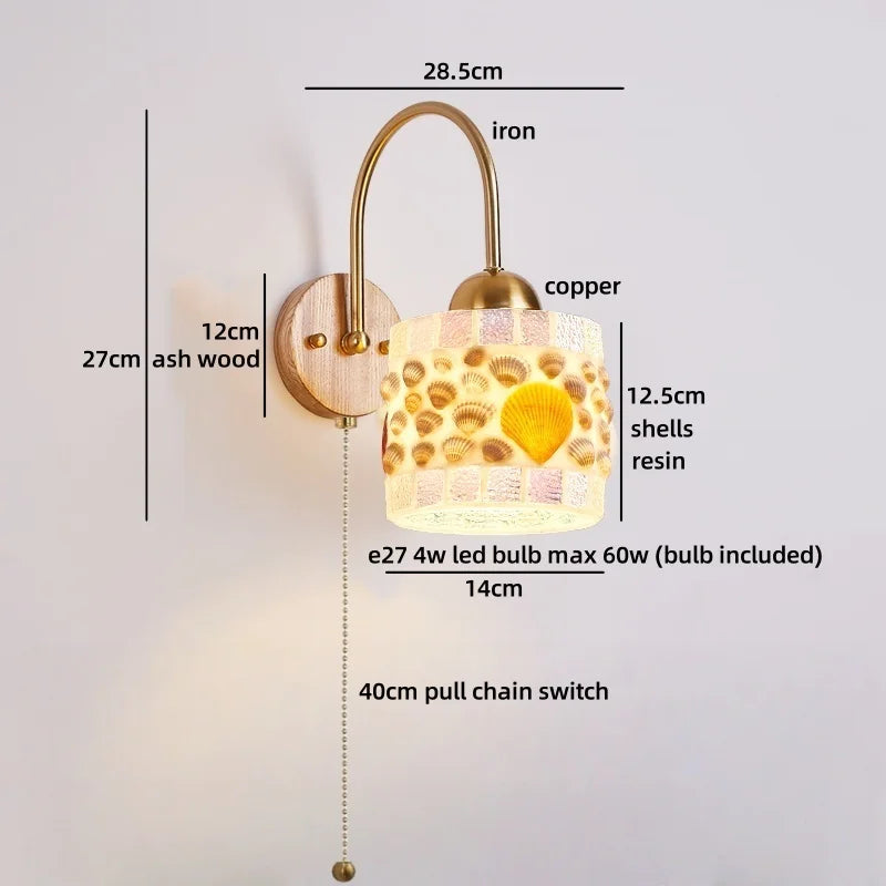 Sakura White Ceramic Walnut Wood LED Wall Lamp Japan Style