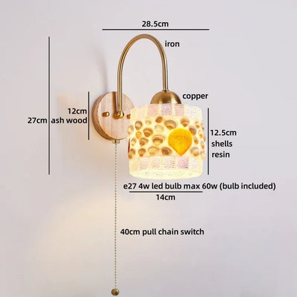 Sakura White Ceramic Walnut Wood LED Wall Lamp Japan Style