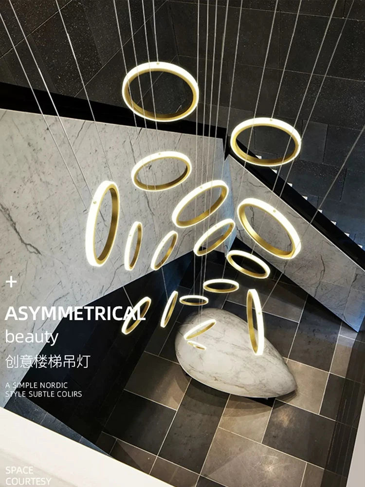 Geneviève Duplex Loft Staircase Pendant Chandelier