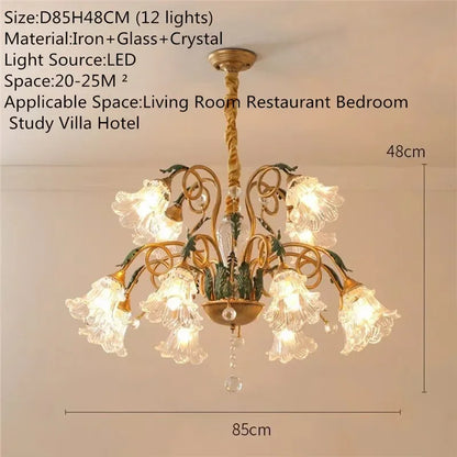 Évelyne Floral Glass Chandelier for Luxury Dining & Lobby Spaces